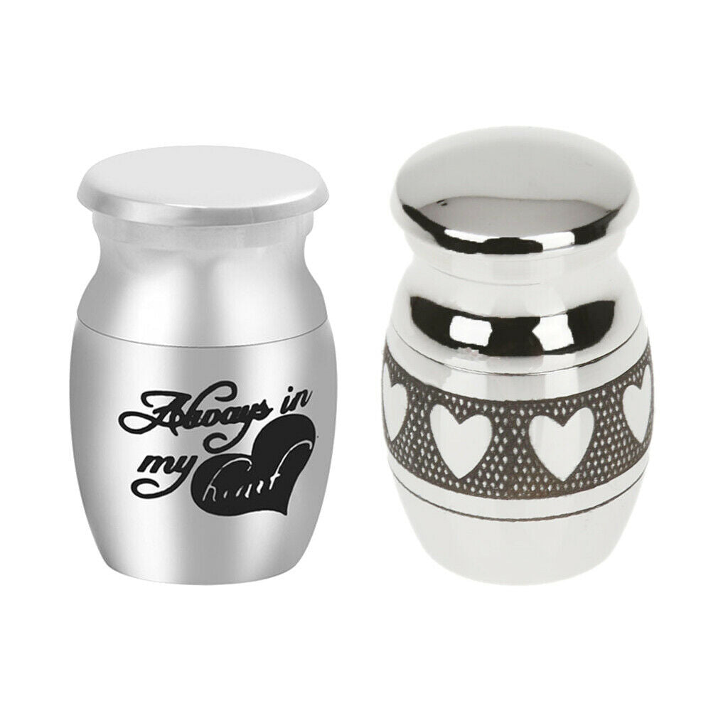 2Pcs Mini Cremation Urn Pet Ash Holder Jar Memorial Charms Jewelry Waterproof