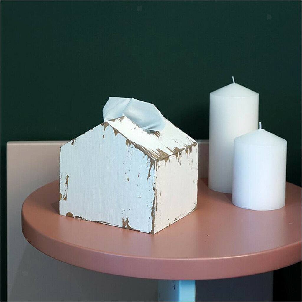 Wooden Facial Paper Napkin Holder Case House Stylish Tissue Box Cover
