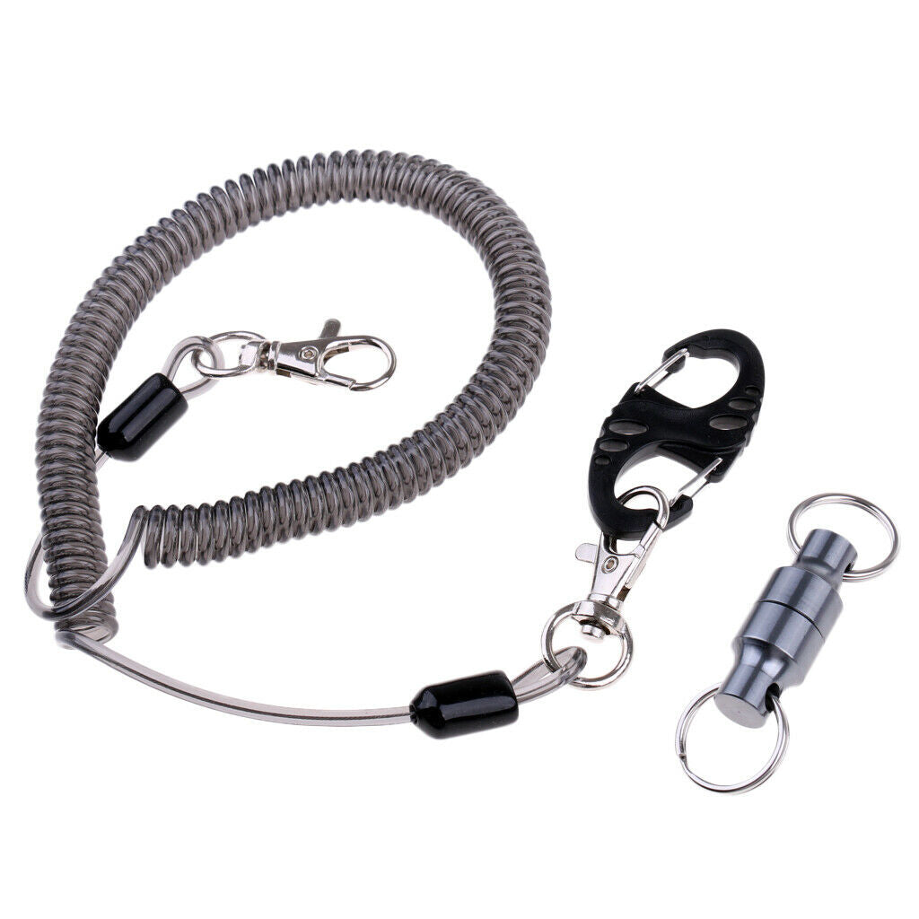 2.5m Retractable Wire Coiled Lanyard Rope W/ Net Release