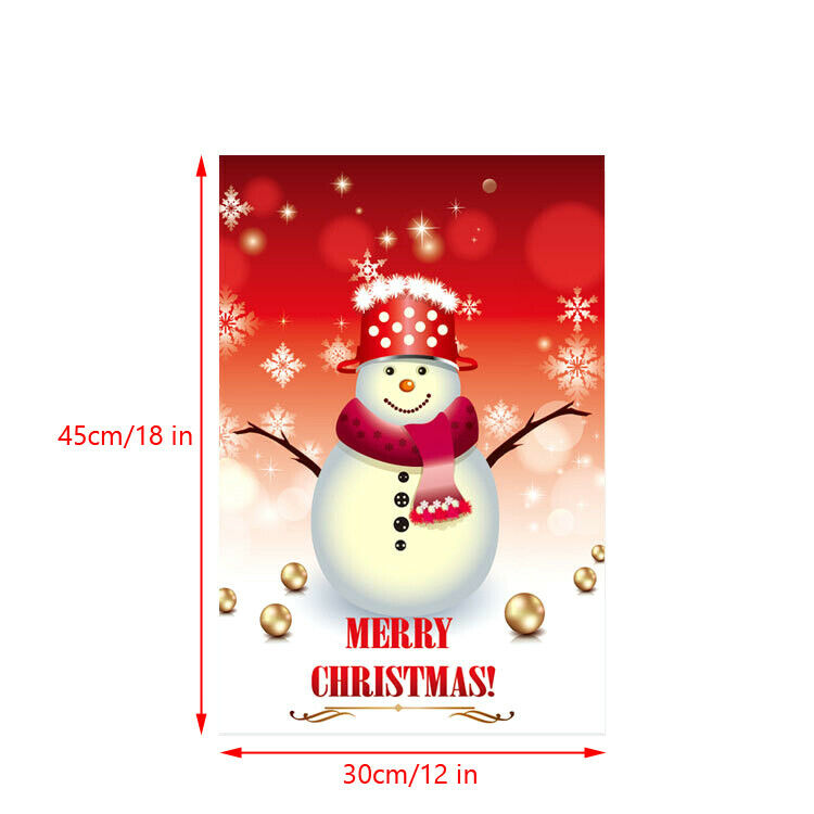 Merry Christmas Garden Flag Snowman Claus Holiday Decor 12"x18"