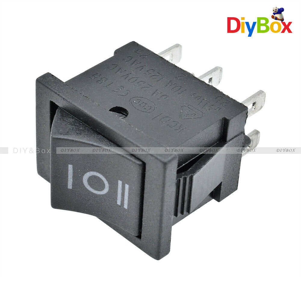 5PCS  AC 6A/250V 10A/125V 6Pin DPDT ON-OFF-ON 3 Position Snap Boat Rocker Switch