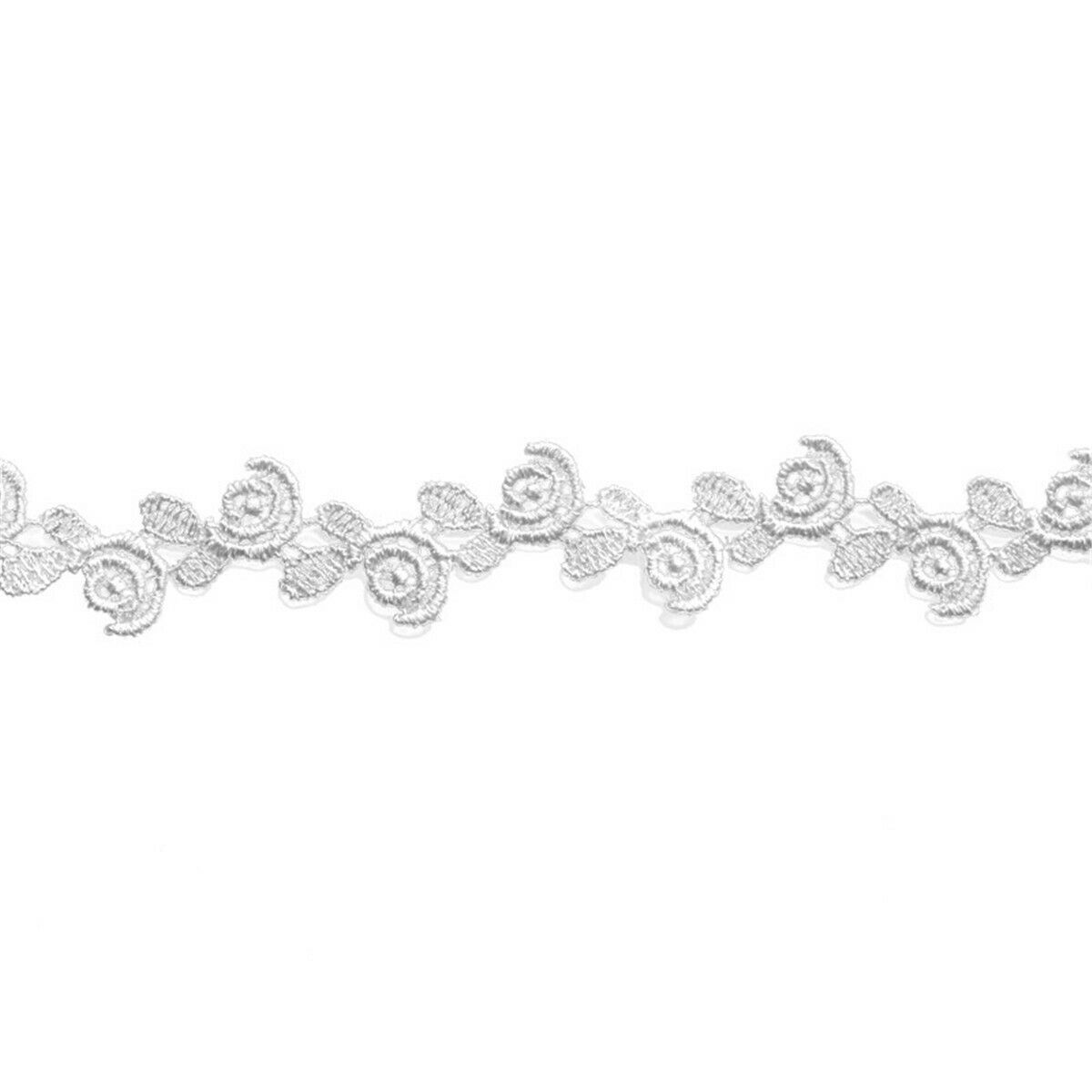 2Yds Embroidery Floral White Cotton Lace Trim Ribbon Wedding Fabric Sewing Craft