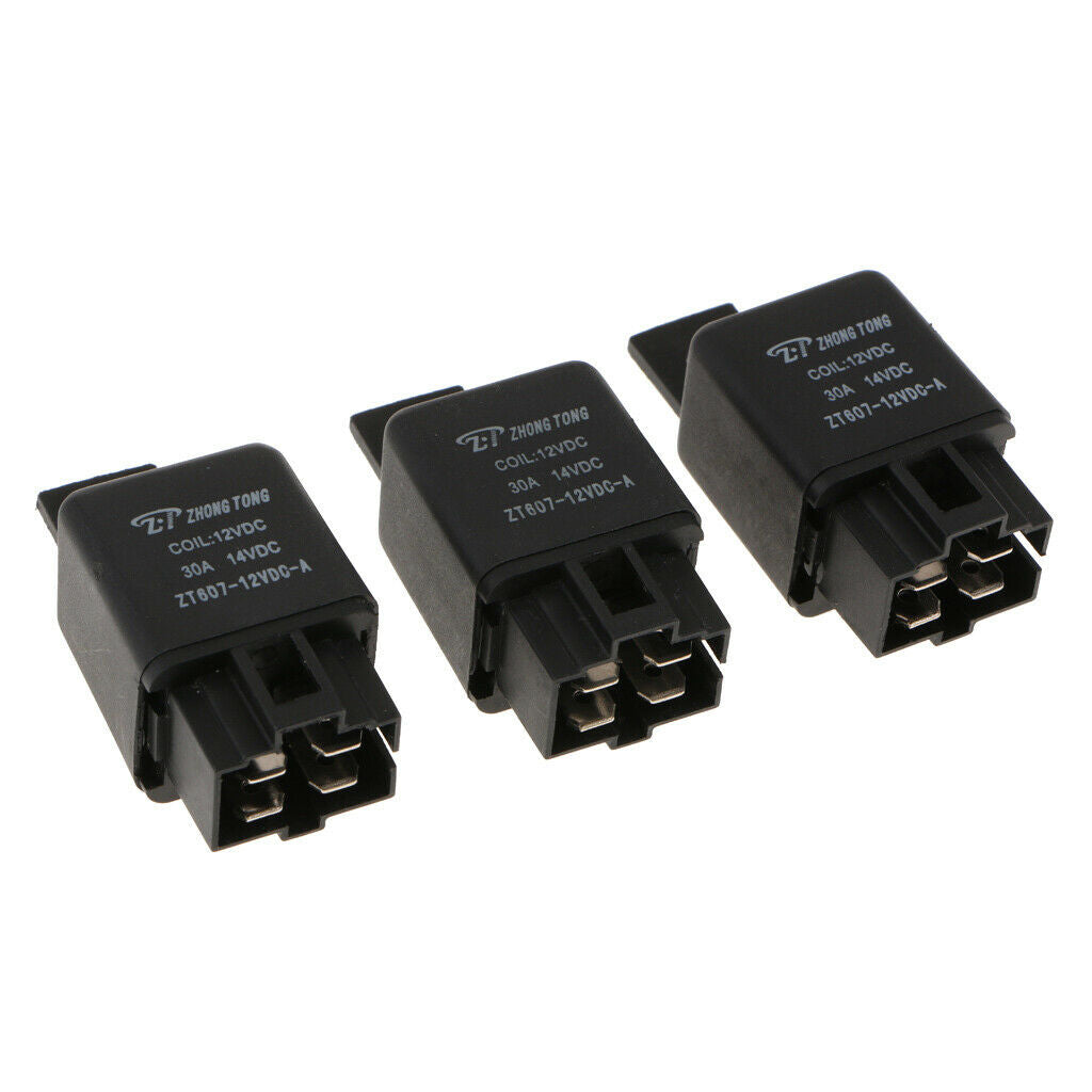 30A High Switching Capability 3PCS ZT607-DC12V 4Pin Heavy Duty SPST Relay High