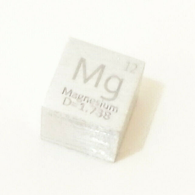 High Purity 99.99% Pure Magnesium Mg Carved Element Periodic Table 10 mm Cube