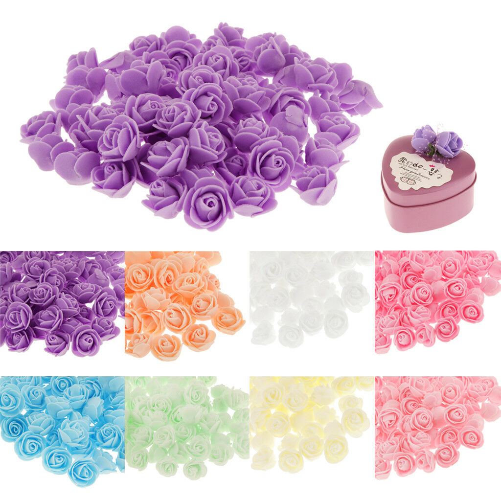 100Pcs Artificial Milky WHT Plastic Rose Flower Heads Bulk Craft Home Decor