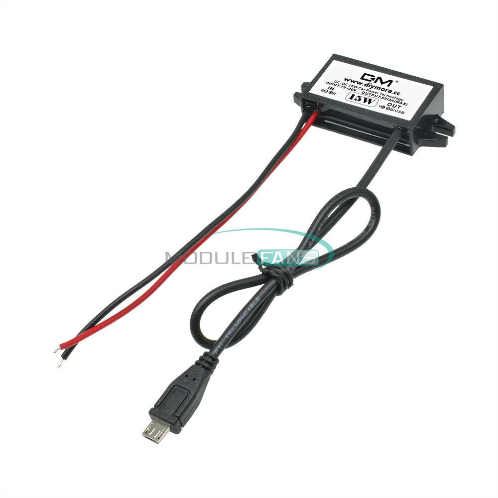 DC-DC Converter Module 12V To 5V Micro USB Power Adapter Car Charger 3A 15W