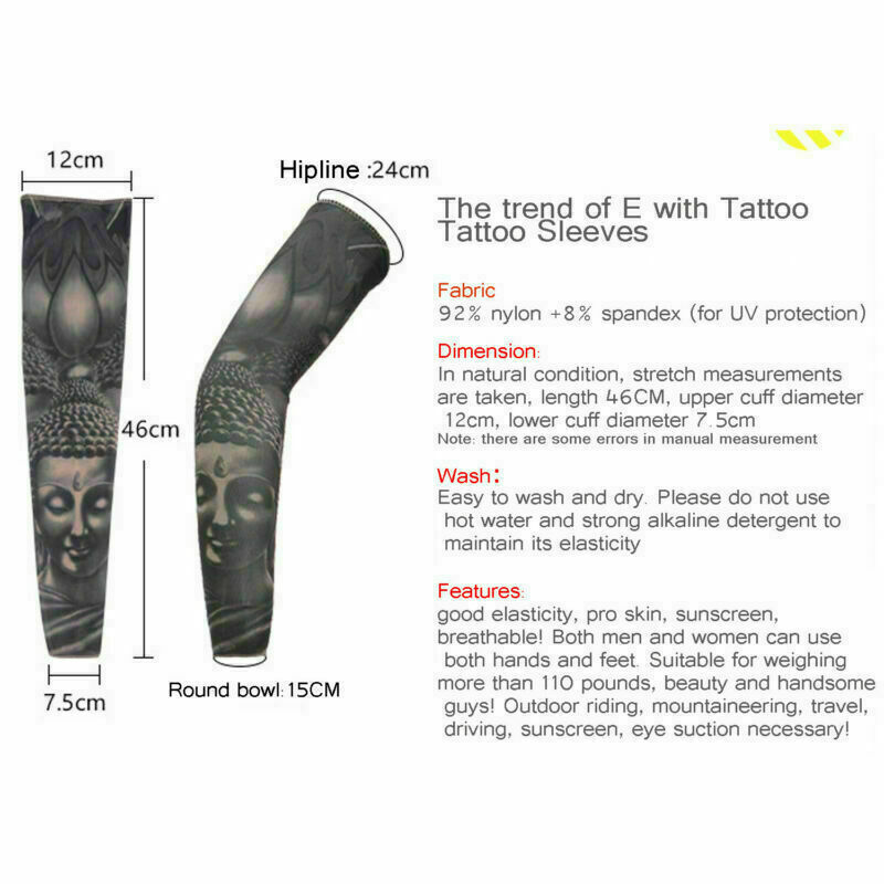 12 PCS Tattoo Cooling Arm Sleeves Cover Basketball Golf Sport UV Sun Protection