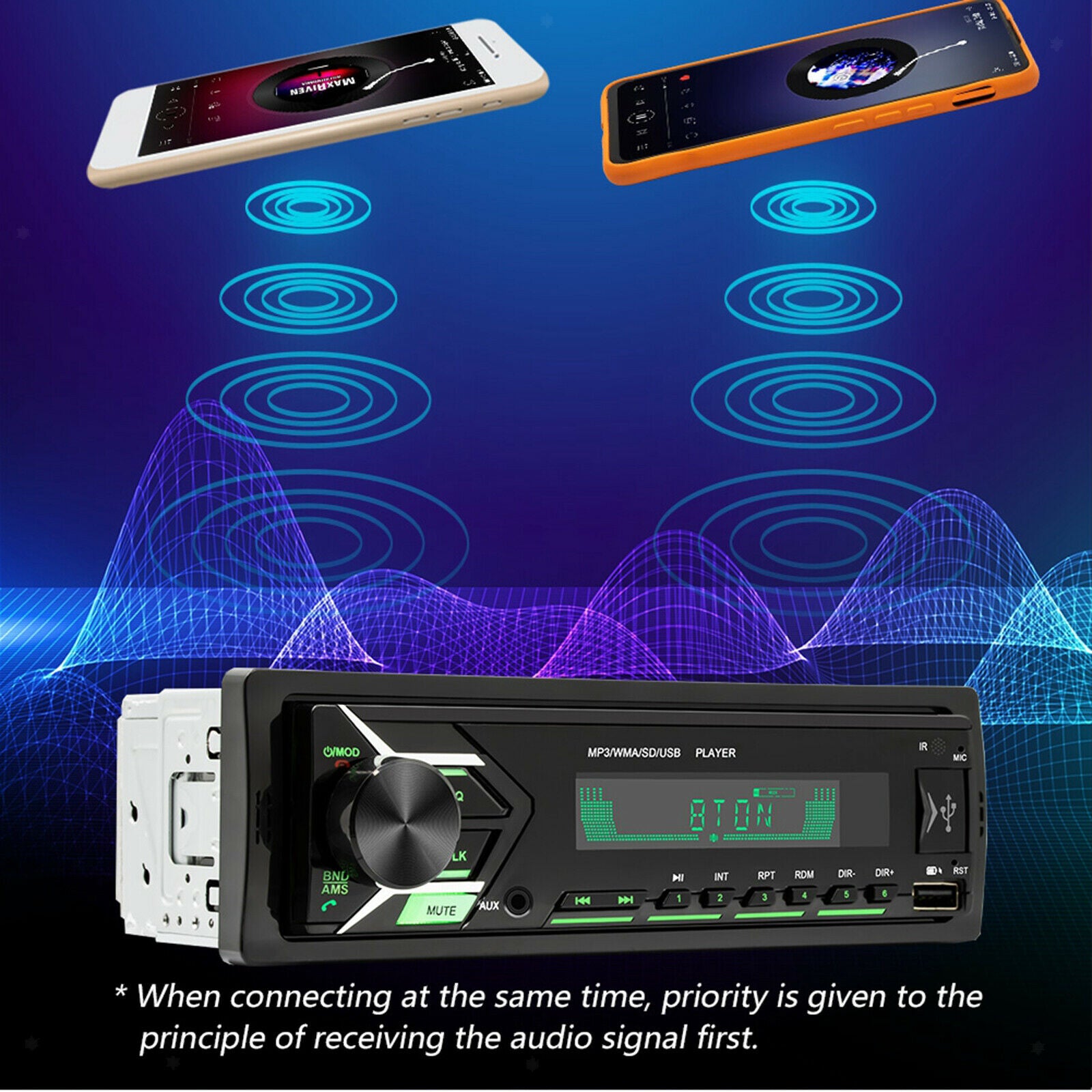 12V Digital Audio Bluetooth Car Stereo Media Receiver Support CD AM/FM
