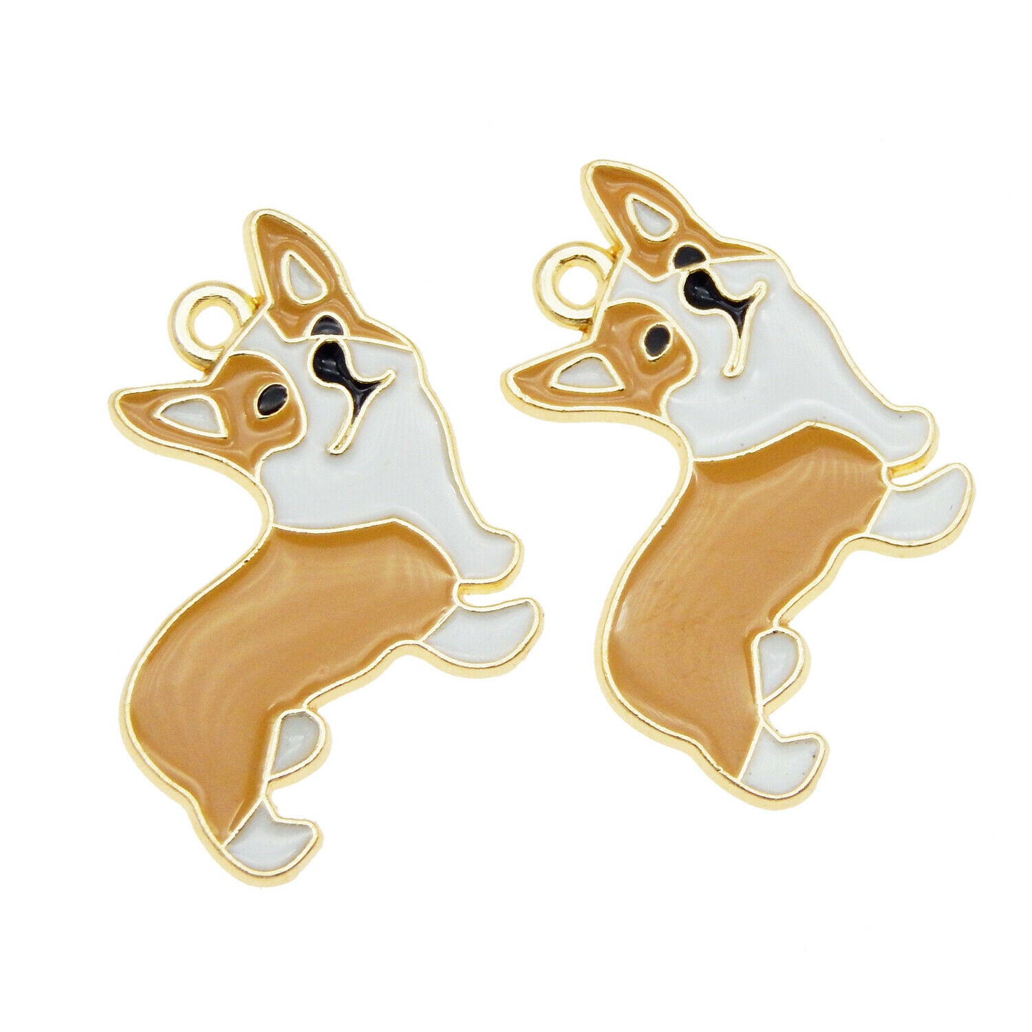 10 pcs Enamel Puppy Dog Charm Corgi Alloy For Pendant Jewelry DIY Crafts 23*22mm