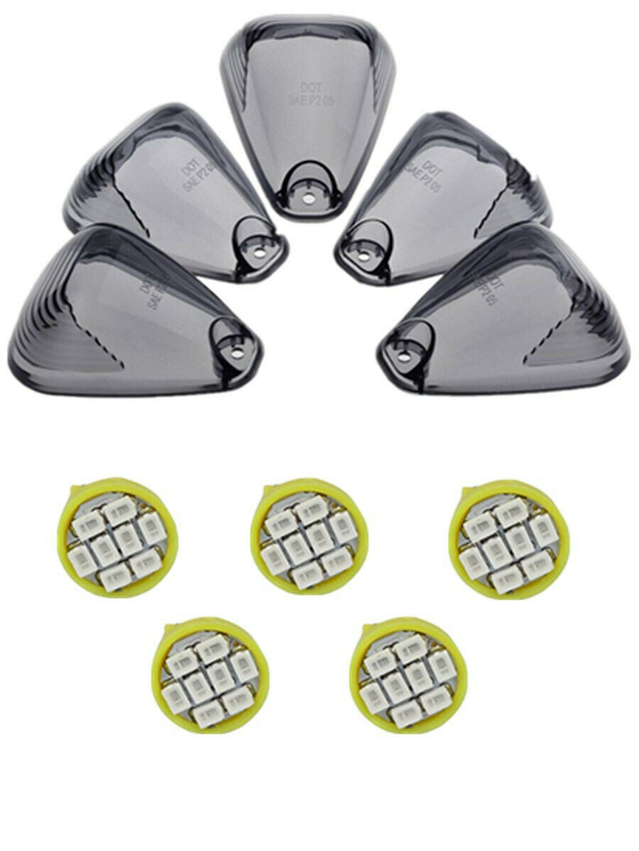 5x Smoke Cab Marker Clearance Cover + Free LED Bulb for Ford F250 F350 F450 F550