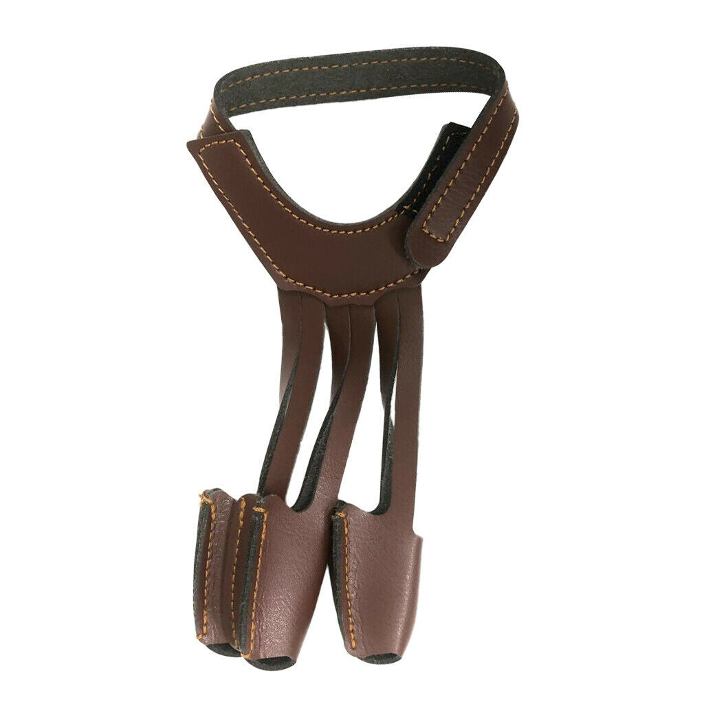 Leather 3 Finger Archery Glove Outdoor Hunting Finger Tab Guard Protector