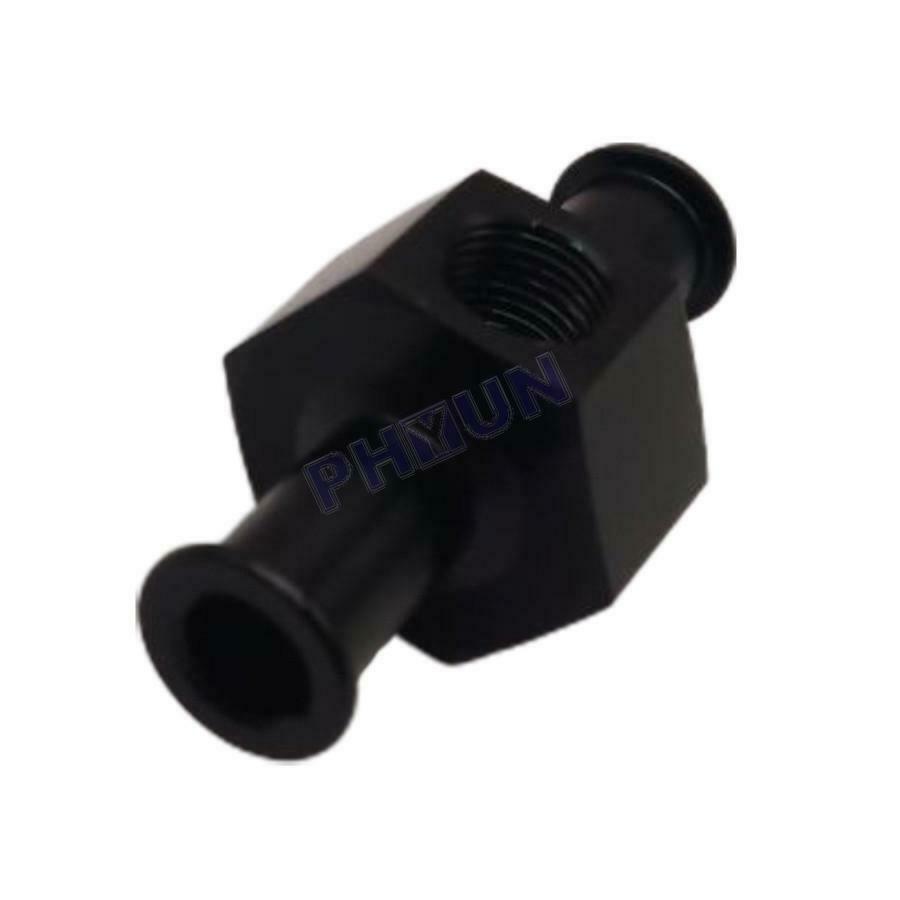 3/8" Hose 1/8" Npt Fuel Nitrous Pressure Gauge Adapter Black Aluminum Universal