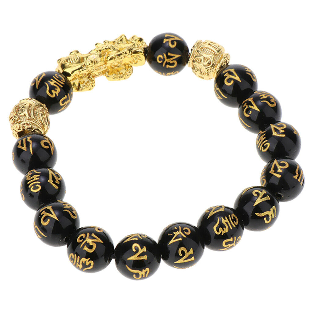 2x 12 mm Pi Xiu Obsidian bracelet ball bracelet crystal bead chain
