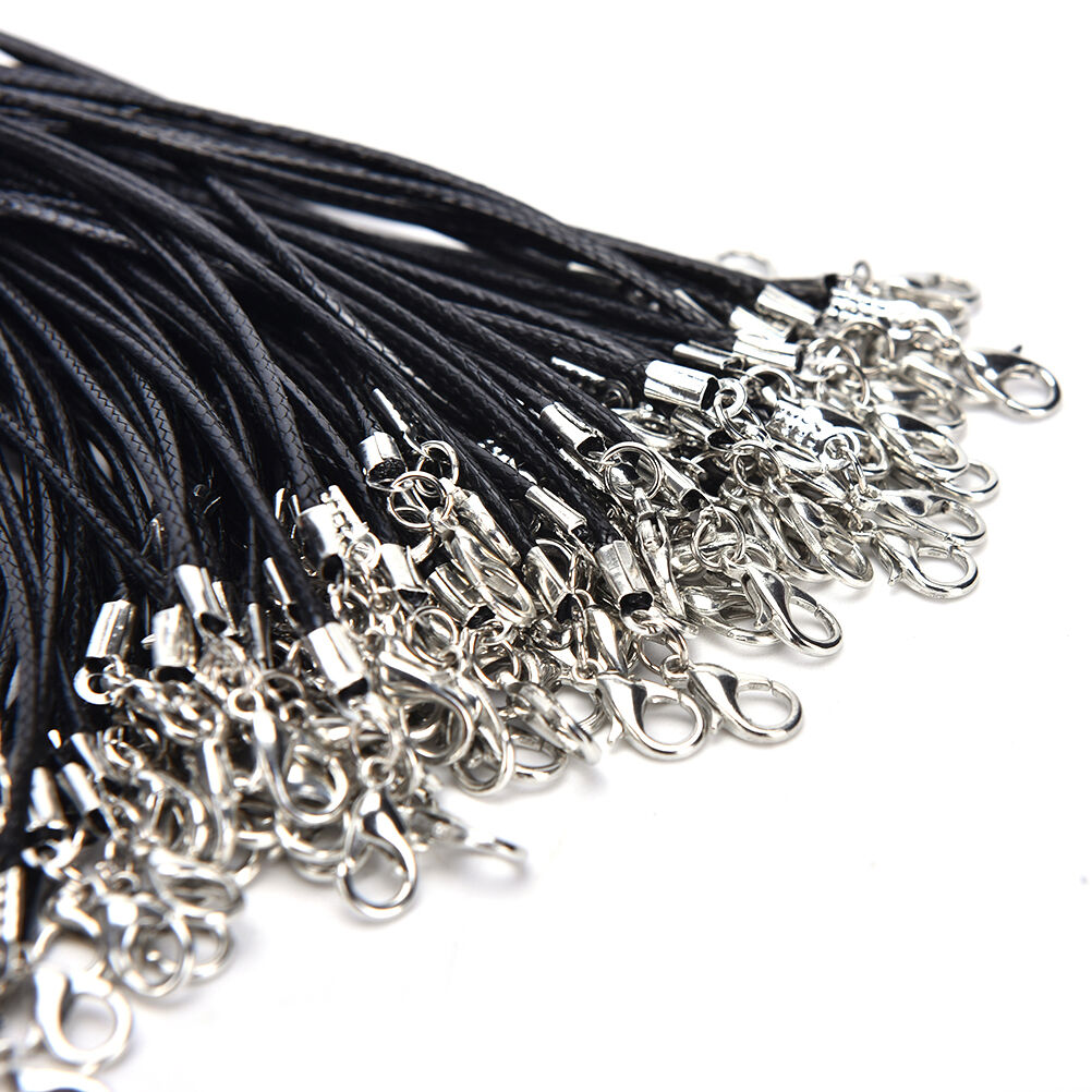 100x Wax Line Necklace Pendant Charms Cord Beads String Lobster Strap Rope  Rf