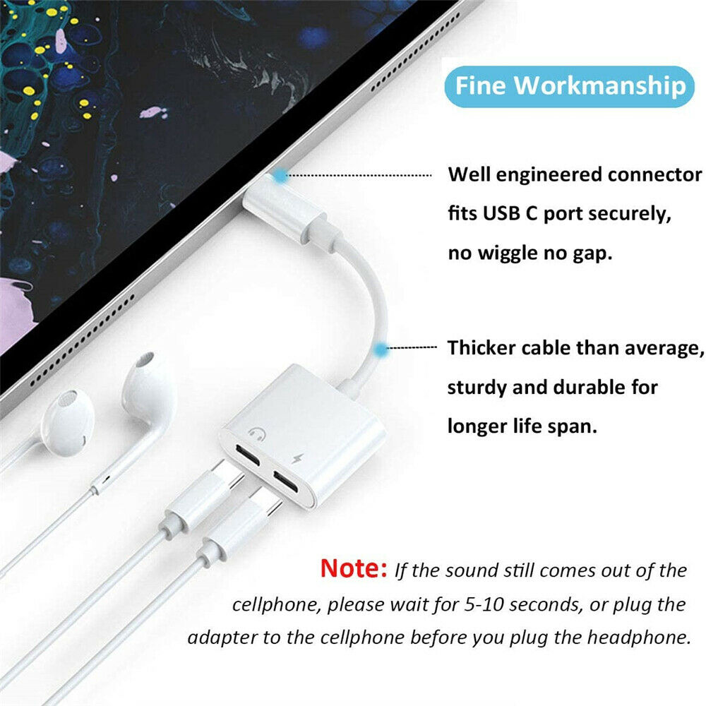 USB C Splitter Audio and Fast Charging,2 in1 USB TypeC Headphone,Charger Adapter