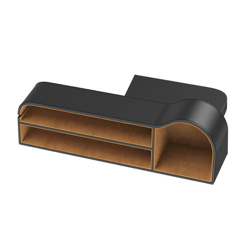 1PCS 2Layer Water Cup Holder PU Leather Storage Box Tray Car Seat Side Organizer