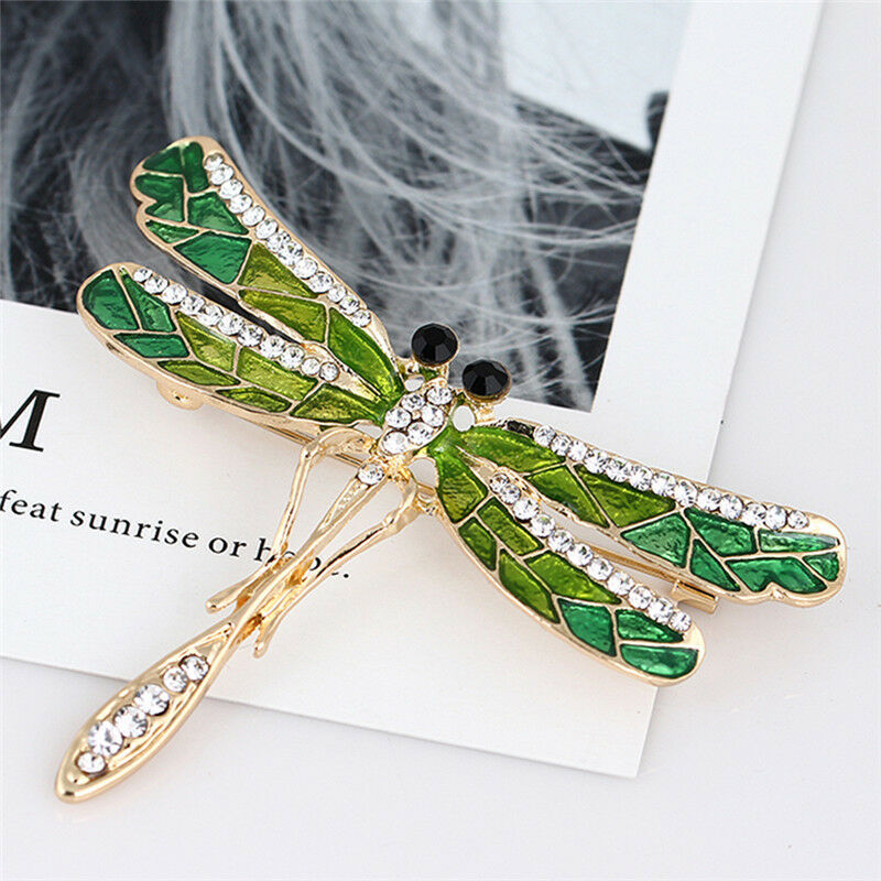 Enamel Dragonfly Brooch Crystal Collar Bridal Brooch Pin Women Jewelry Gi.l8