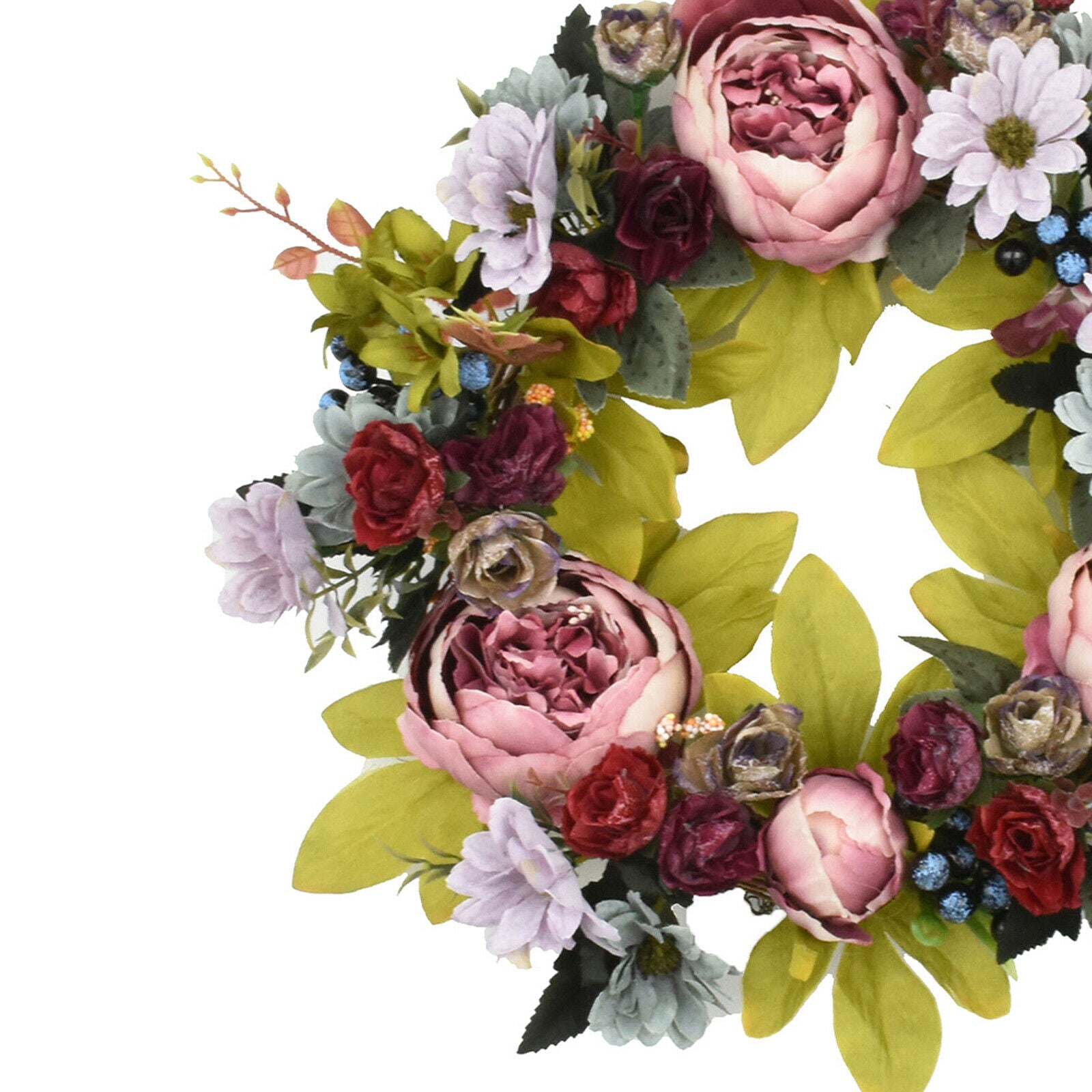 16in Artificial Flower Spring Door Wreath Welcome Greenery Front Door Wreaths