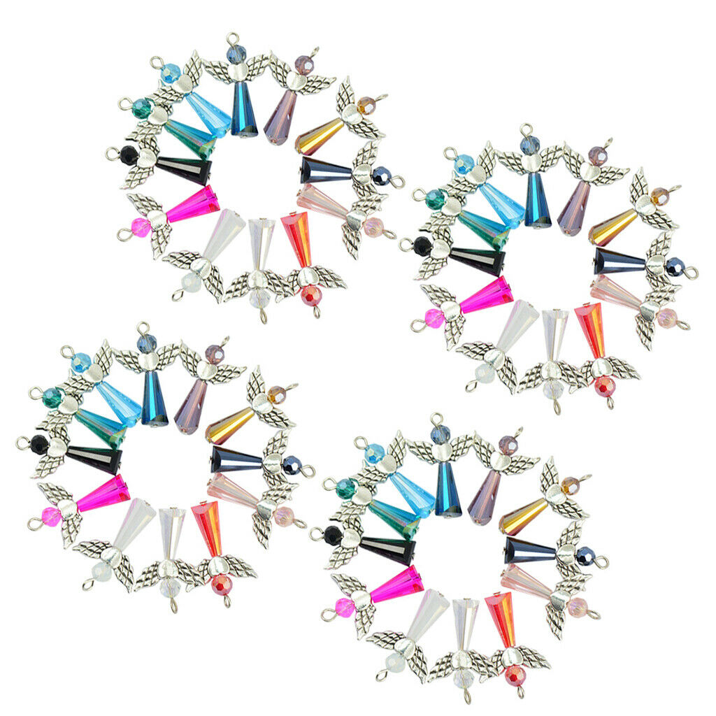 48 Angel Wings Charms Faceted Glass Beads Drop Pendants DIY Jewelry Findings