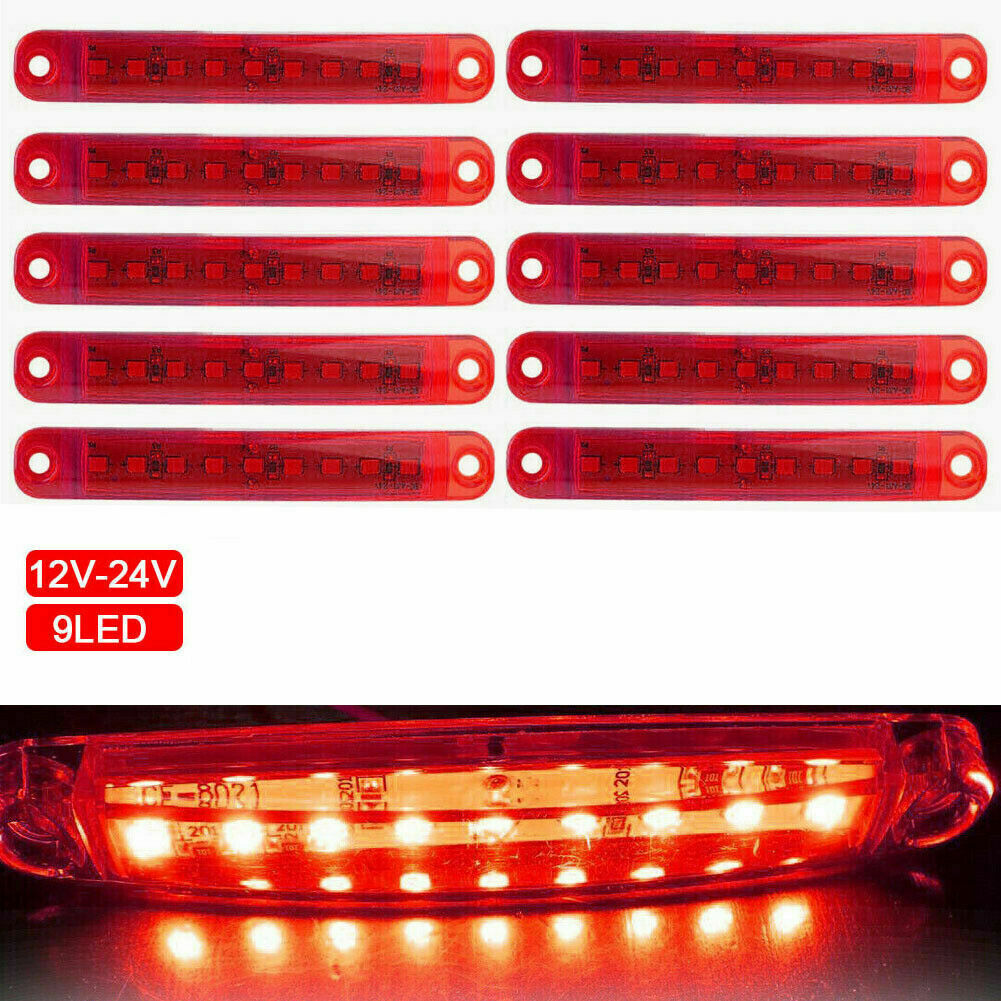 10pcs 9LED Sealed Side Marker Clearance Light 12V Car Truck Trailer Lorry