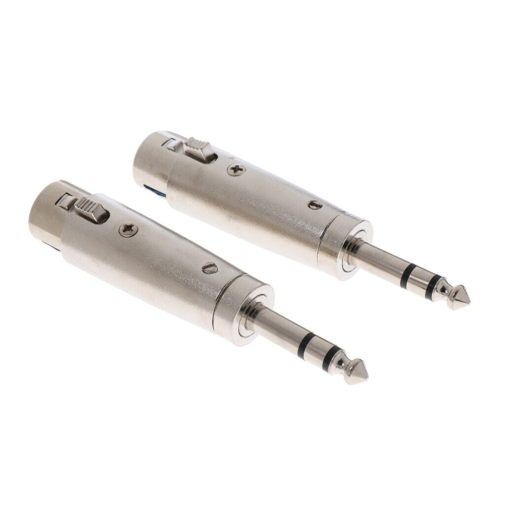 2 Pcs XLR Female to 6.35mm Stereo Sound Male Plug Audio Converter Adapter