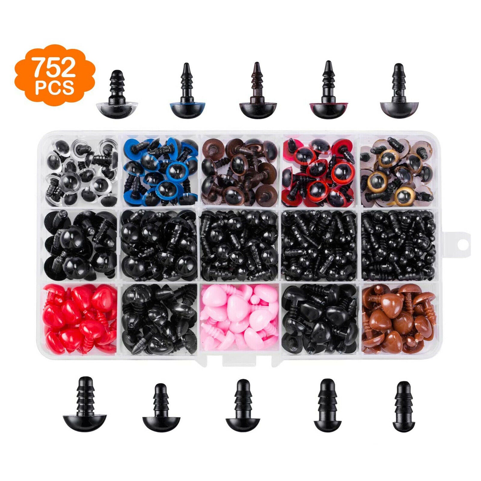 Mix Color Safety Eyes and Nose for Stuffed Animal Toys Craft Accessories