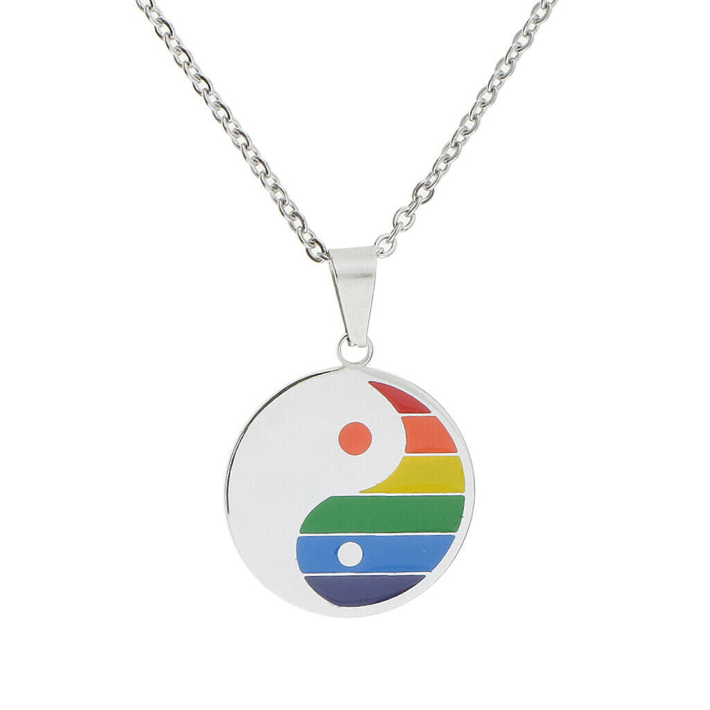Rainbow PRIDE Stainless Steel Dog Tag Pendant Chain Necklace
