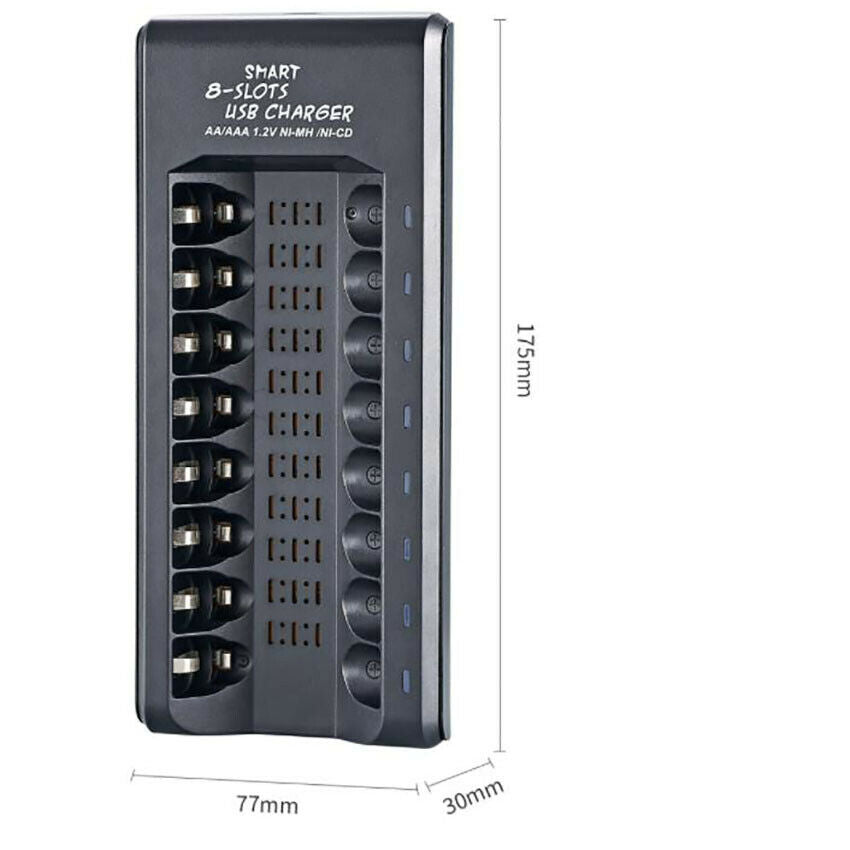 8-Slots Smart Fast Charger For AA AAA Li-ion/NIMH Rechargeable Batteries