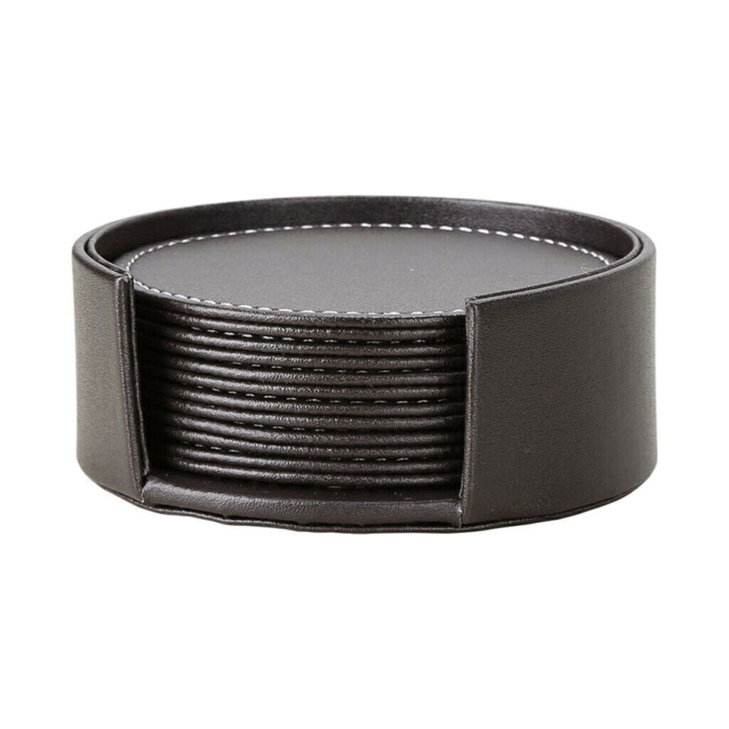 6pcs Pu Leather Heat-resistance Cup Mats Coffee Mug Drink Cup Table Decor
