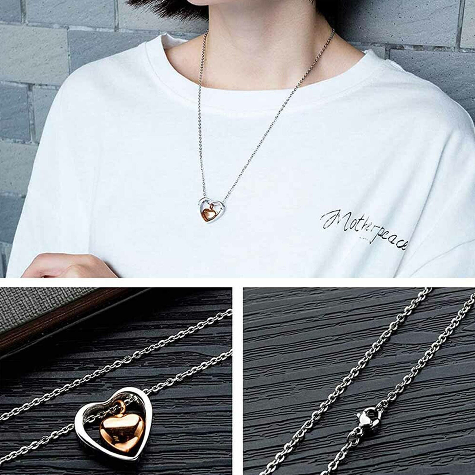 Love Heart Cremation Necklace Jewelry For Family Memorial Ashes Urn Keepsake