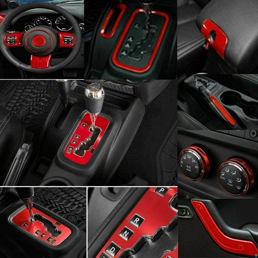 28Pcs Full Set Interior Decoration Trim Kit For Jeep Wrangler JK JKU 2011-2018