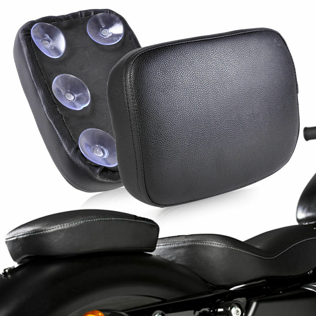 Black Synthetic Leather + 5cm Thick Soft Foam Motorcycle Suction Cup Type Seat