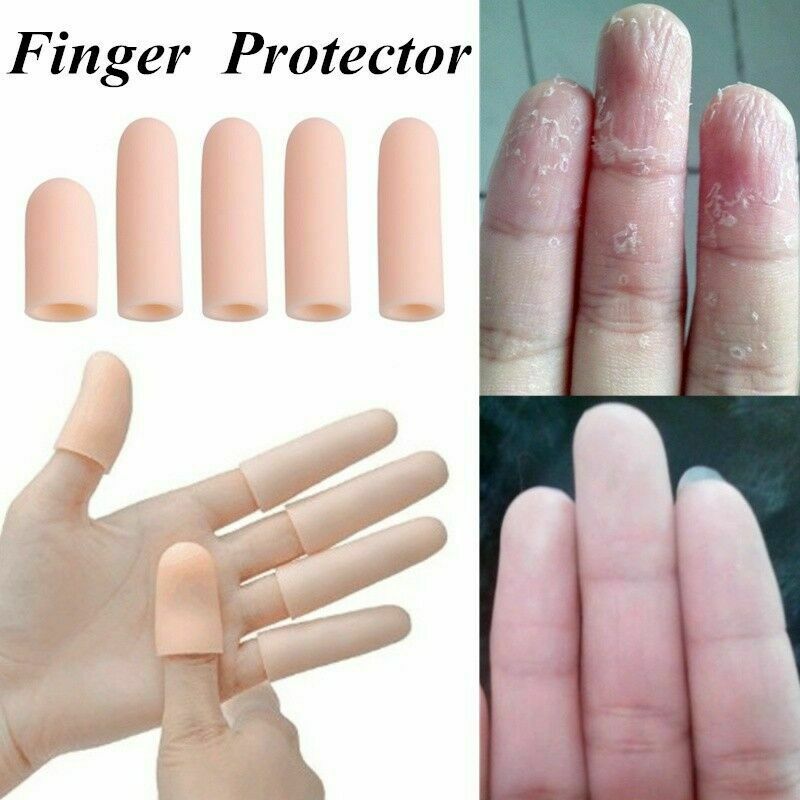 5Pcs Silicone Gel Finger Protectors, Finger Cots Cover Protection Finger Caps AU