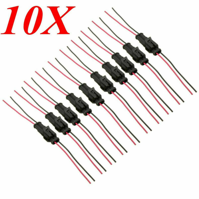 10Kit 2 Pin Way Car SUV Waterproof Electrical Cable Connector Plug with Wire AWG