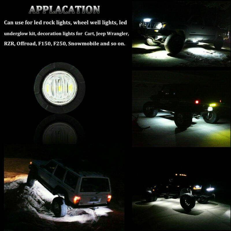20pcs LED Rock Lights For JEEP Truck Off-Road Trail Fender Underbody White Light