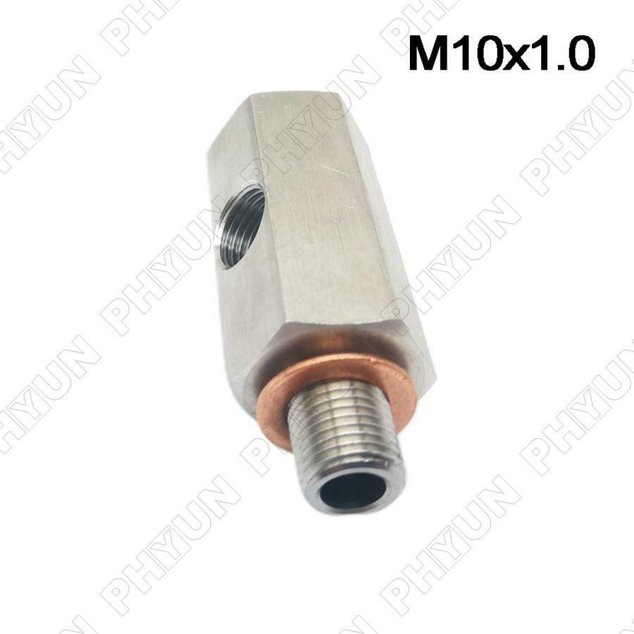 1/8 NPT Oil Pressure Sensor Tee To M10 Male Adapter Turbo Supply Feed Line Gauge