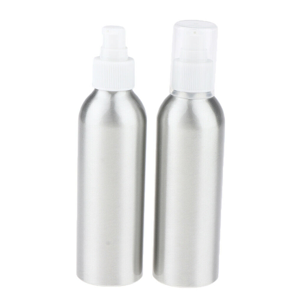 2Pieces Reusable Aluminum Empty Pump BottleS for Bathroom Travel hotel White