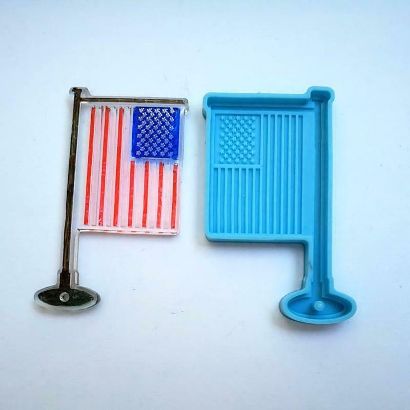 Blue Shiny US Independence Day Flag Keychain Mold for Valentine Love Gift