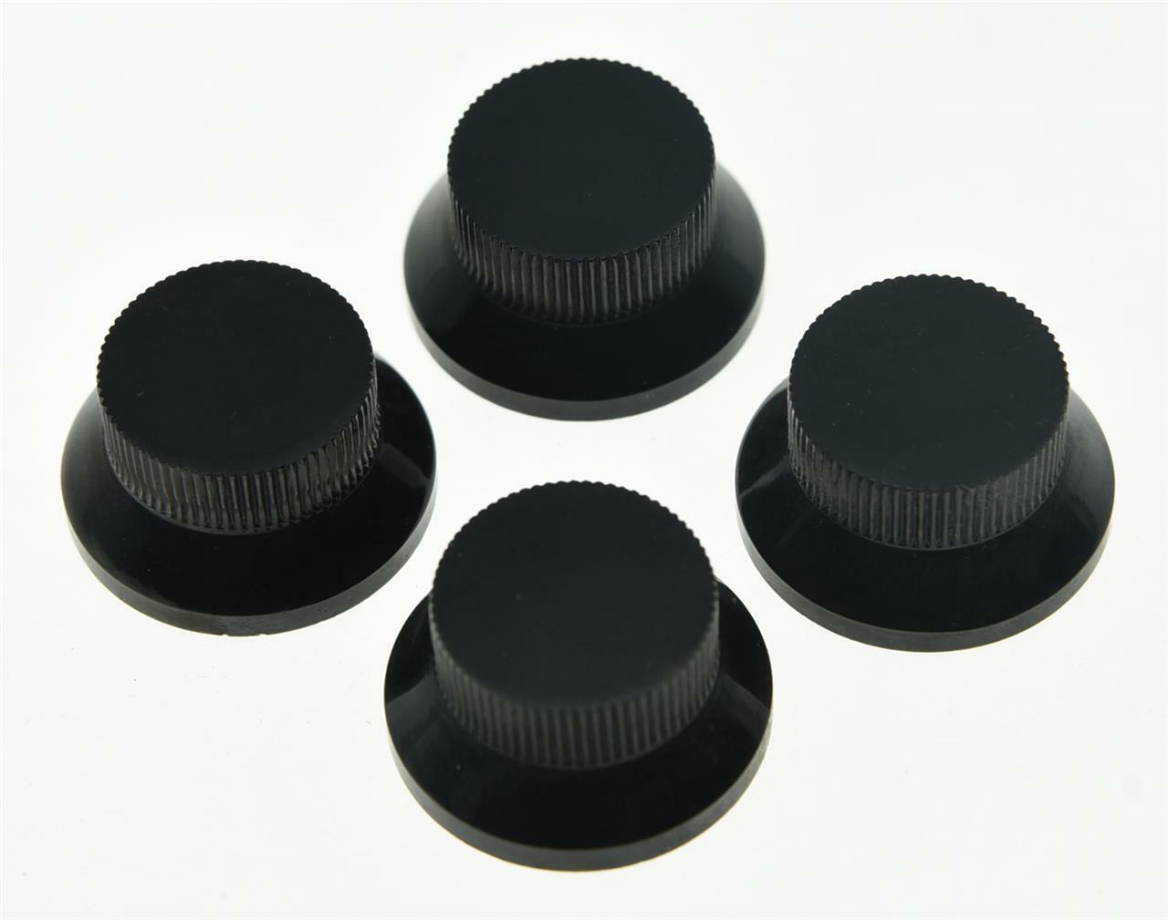 4pcs Black Metal LP Top Hat Bell Knobs Guitar Bass Knob for Metric 5.8mm Pots
