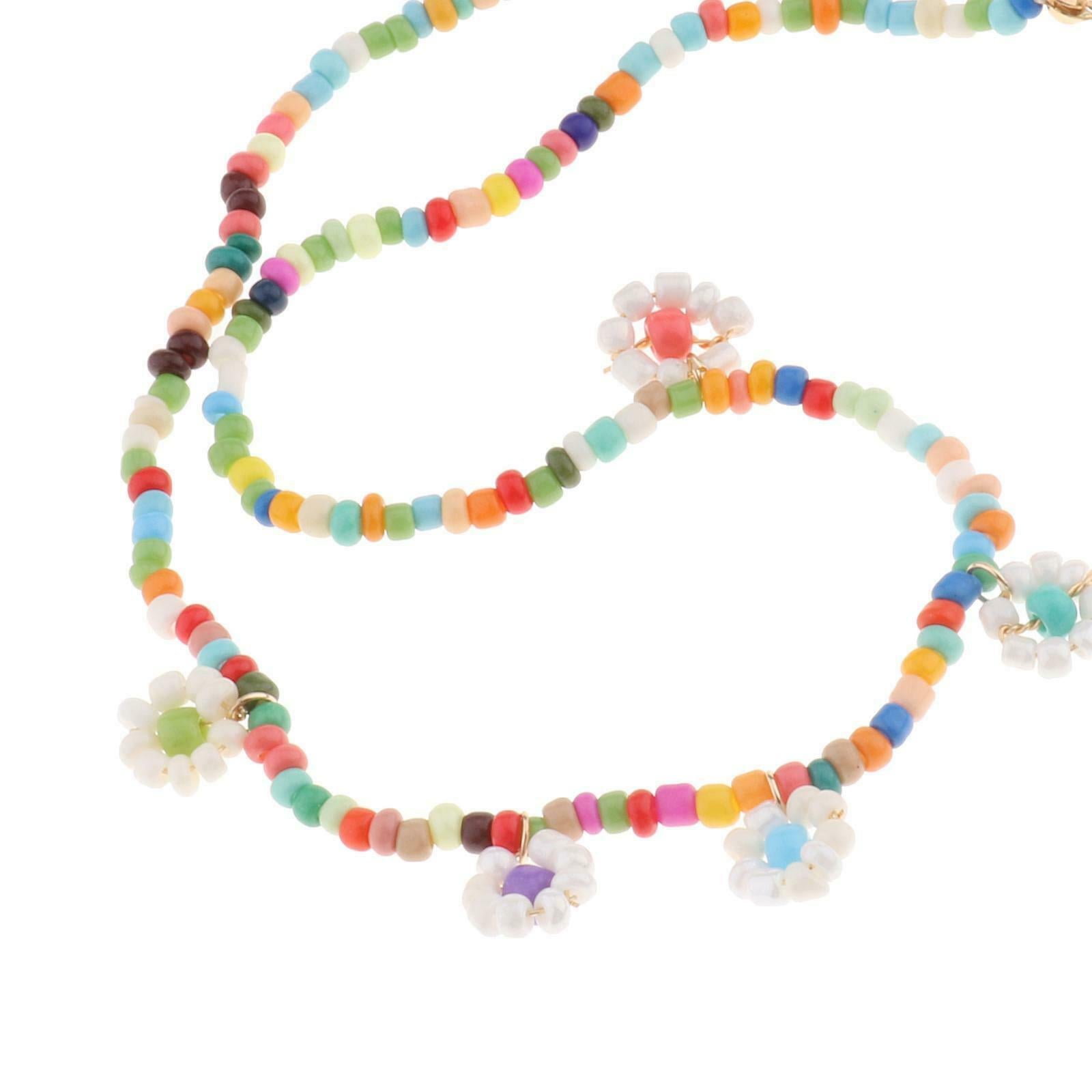 Female Trendy Beads Flower Long Necklace Beach Handmade Choker Accessory