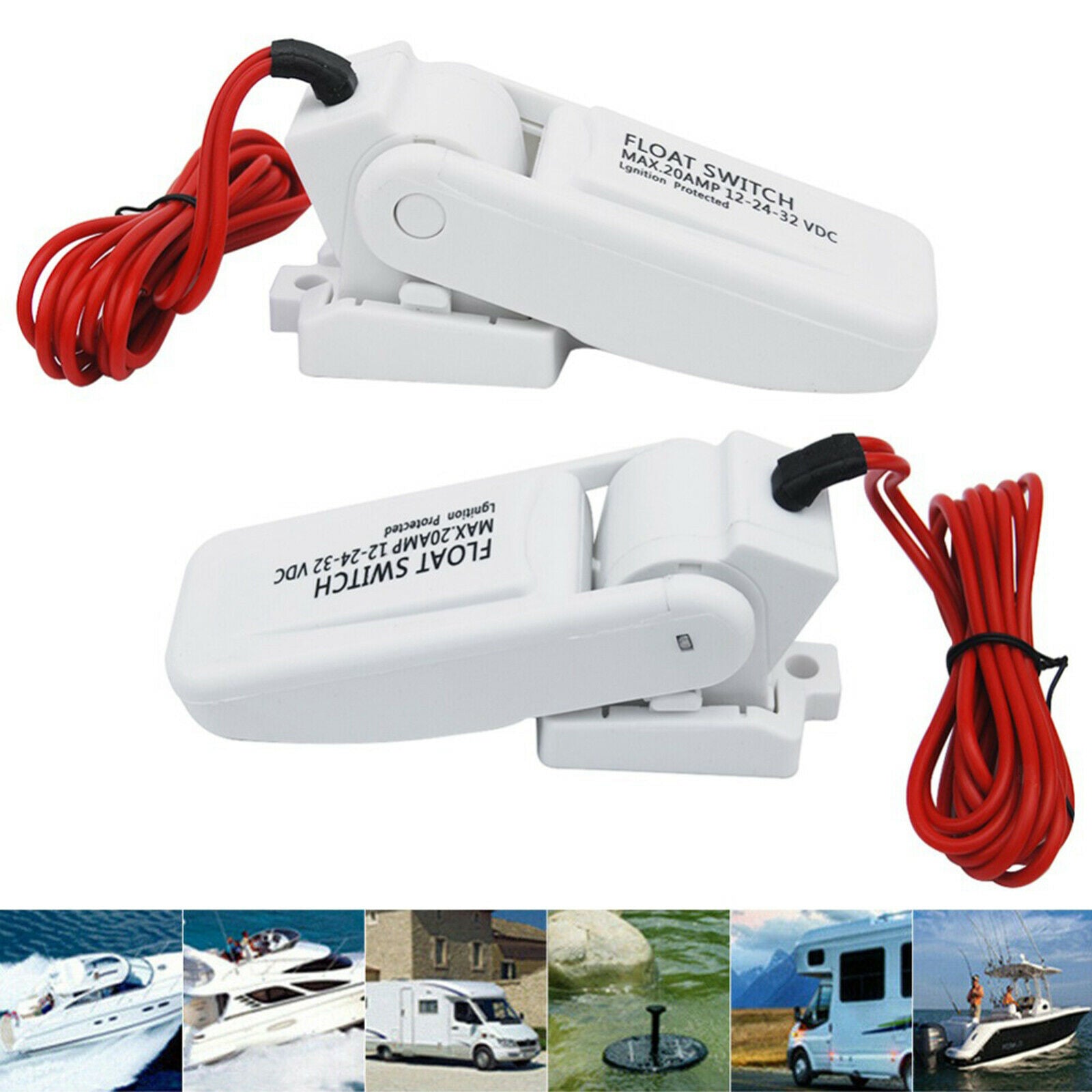 20 AMP Electric Marine Pump Float Switch DC Water Level Controller White