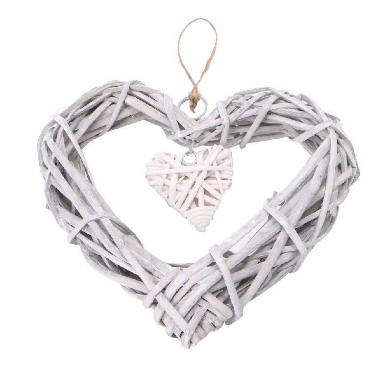 Wicker Love Heart Shape Shabby Chic Wreath Hanging Wedding Birthday Party Decor