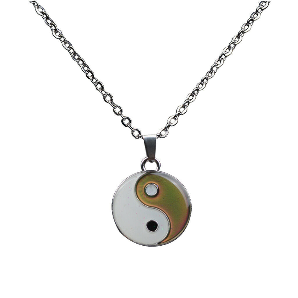 Yin Yang Gossip Colour Changing Mood Necklace Choker Chain Jewelry for Mens