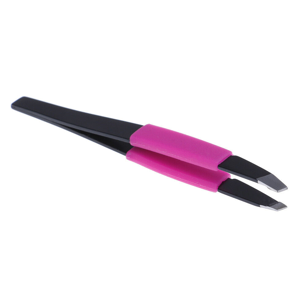 Eyelash eyebrow hair lady make up removal slanted stainless steel tweezer.l8