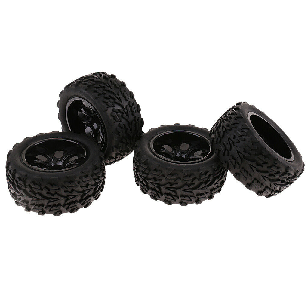 2 Set 12mm Wheel Hubs & Tires for 1/10 RC Car Monster Truck And Other Wheel
