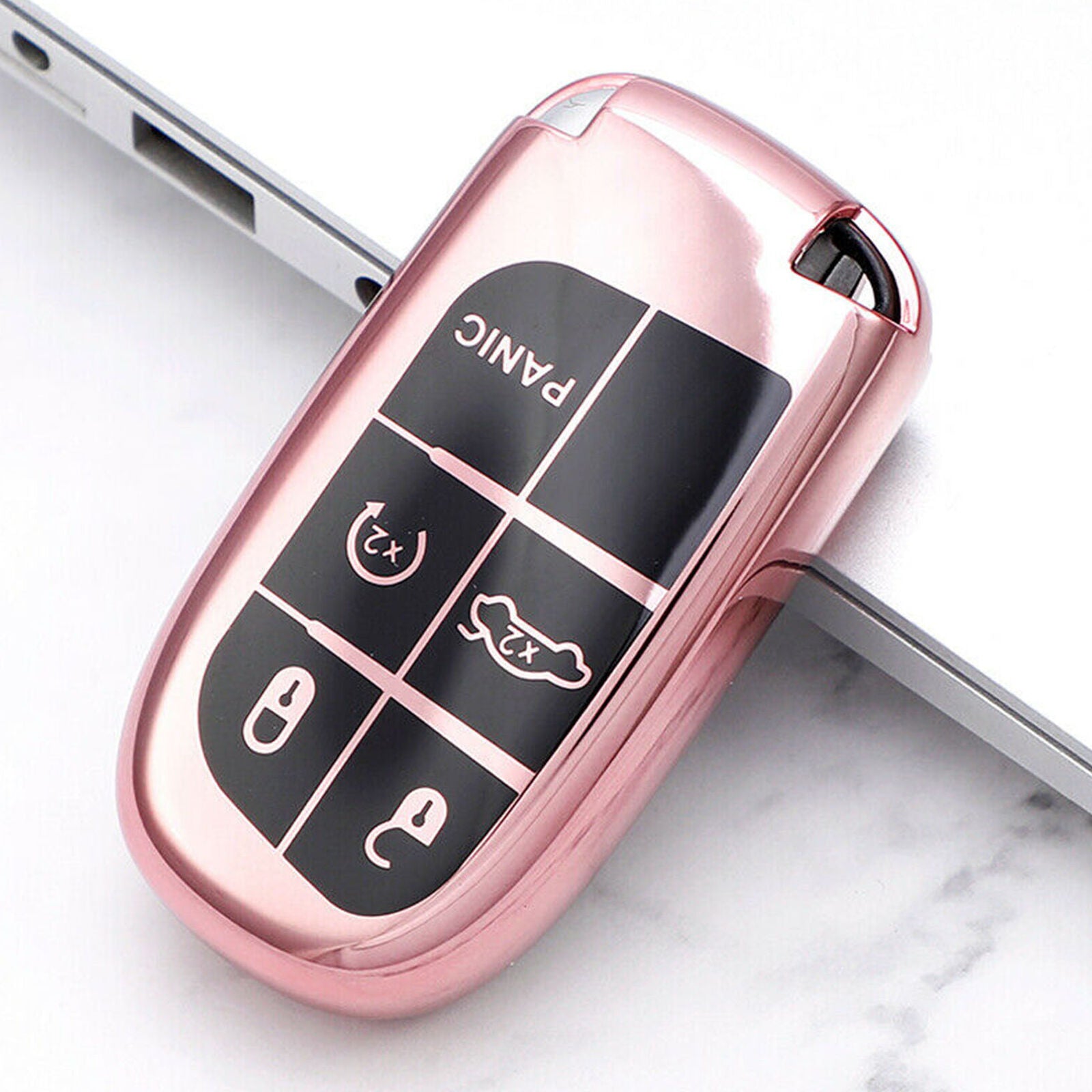 Pink TPU Full Covered Key Fob Cover for Jeep Dodge Charger Grand Cherokee Dart