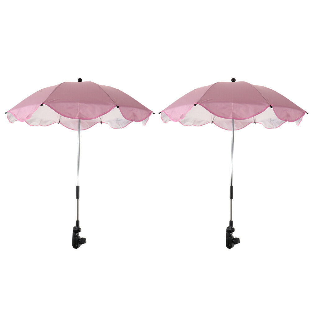 2 Pieces Pink  Beach Sunshade Shelter All-weather Waterproof Umbrella with Safe