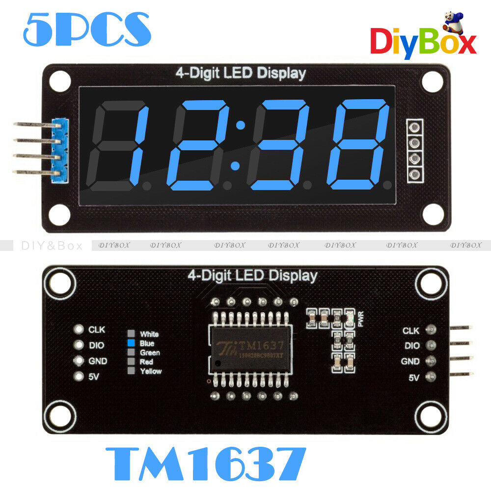 5PCS 0.56'' TM1637 4Bit Digital LED 7 Segment Clock Tube Display F Arduino Blue