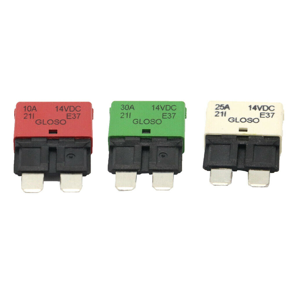3Pack Blade Fuse Circuit Breaker Automatic Reset Marine 30A/25A/10A