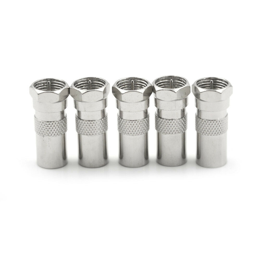 5PCS F Male Plug To IEC DVB-T TV PAL Male Straight Coax Coaxial RF Adapter B_DD